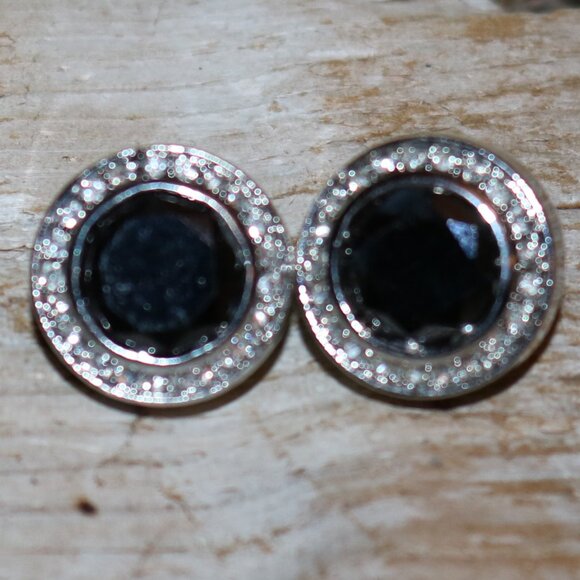 Designer Like DY Round Purple Stone w Crystals Stud Earrings NEW! - Picture 2 of 4